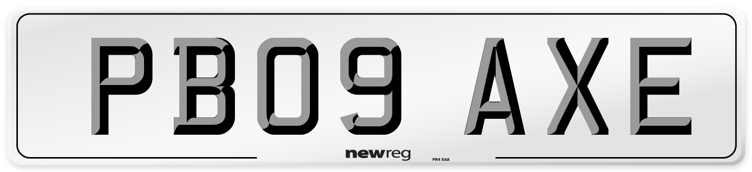 PB09 AXE Number Plate from New Reg